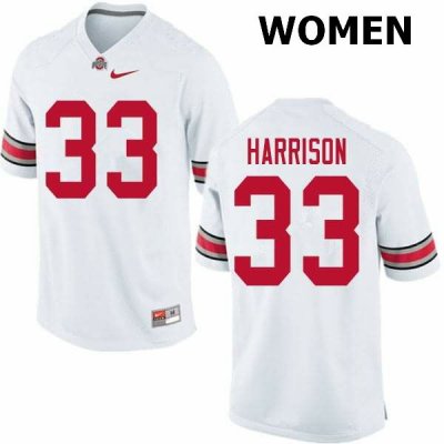 Women's Ohio State Buckeyes #33 Zach Harrison White Nike NCAA College Football Jersey Official GNO0144MH